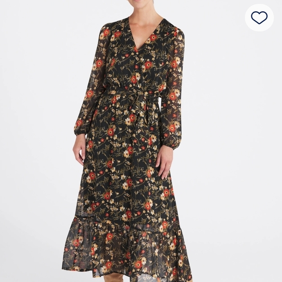 nine britton Dresses & Skirts - Nine Britton Floral Maxi Black Dress